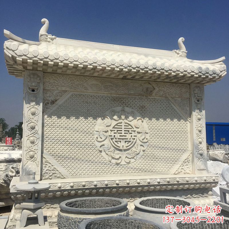 太原中式庭院影壁石雕-中国古建大门萧墙