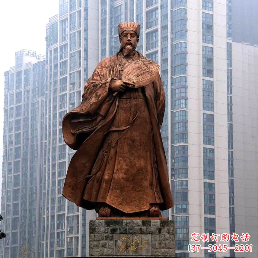 太原诸葛亮城市景观铜雕像-中国古代著名人物三国谋士卧龙先生雕塑