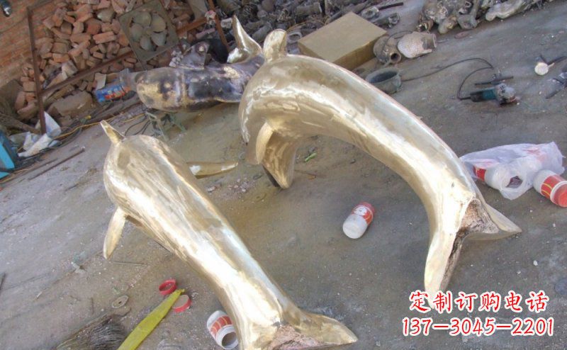 太原铸铜海豚公园动物铜雕