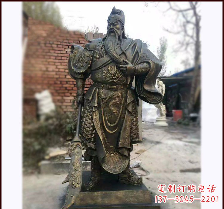 太原铸铜立式关公雕塑
