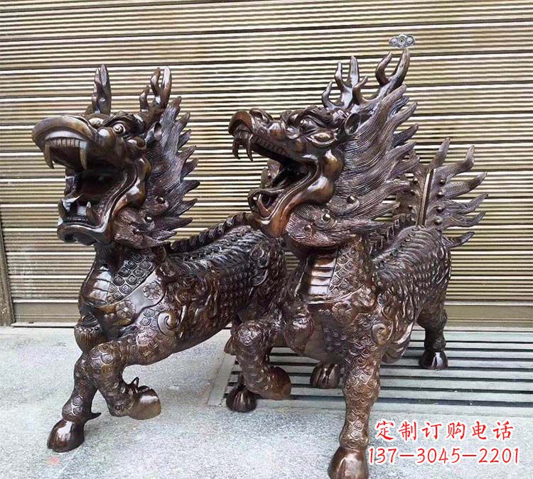太原铸铜立式麒麟
