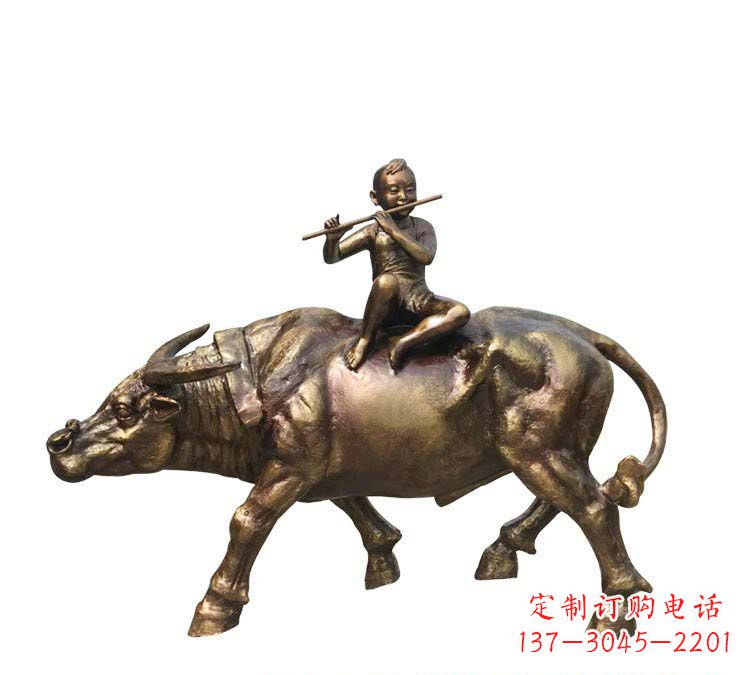 太原铸铜牧童牛雕塑