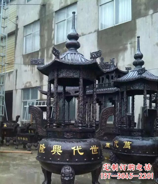 太原铸铜寺庙香炉铜雕 (3)