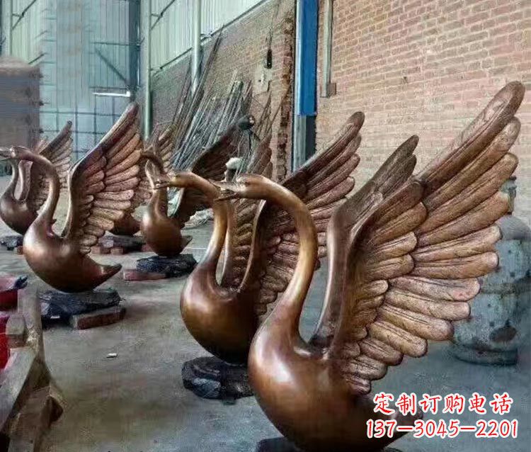太原铸铜天鹅喷水动物喷泉雕塑