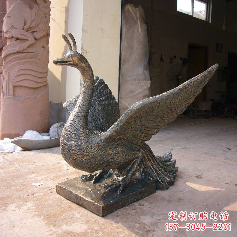 太原铸铜天之四灵朱雀雕塑摆件