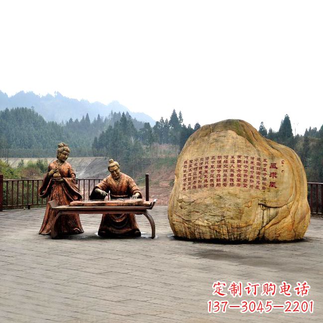 太原卓文君与司马相如凤求凰公园景观雕塑-历史典故人物情景雕塑