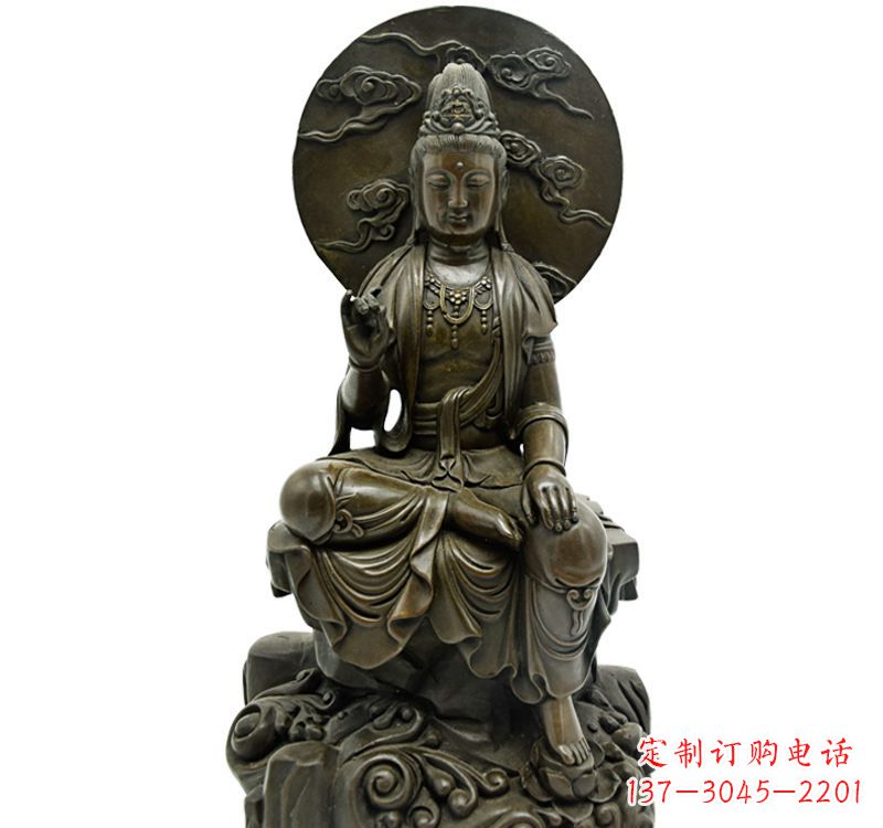太原自在观音菩萨仿古铜雕佛像