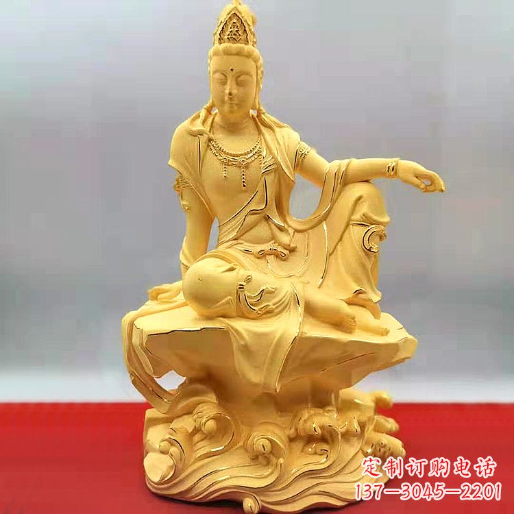 太原自在观音纯铜镀金雕塑