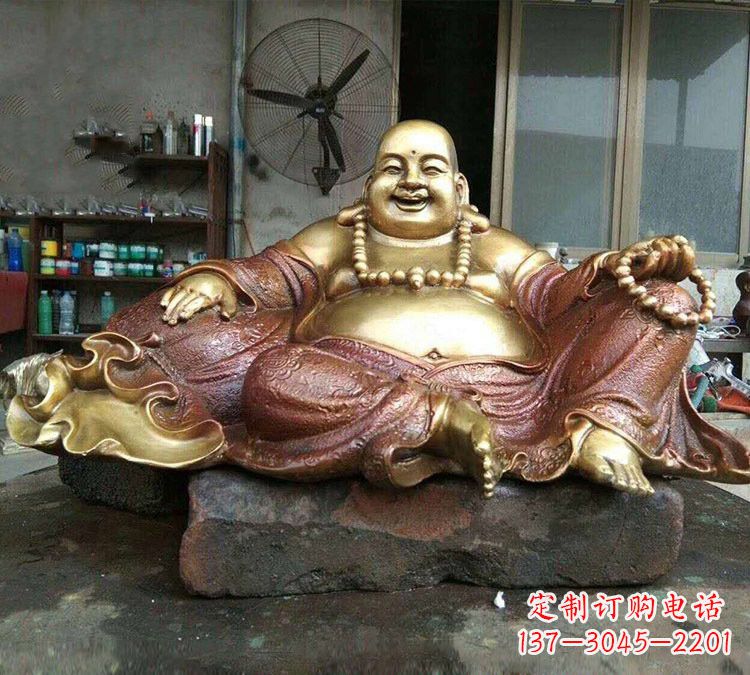 太原宗教供奉坐式弥勒佛铜雕